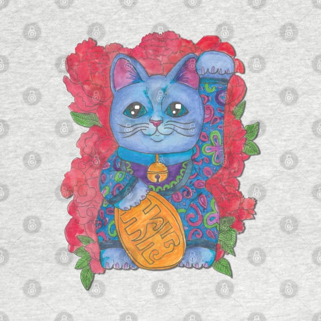 Lucky Cat Blue by JenStedman73